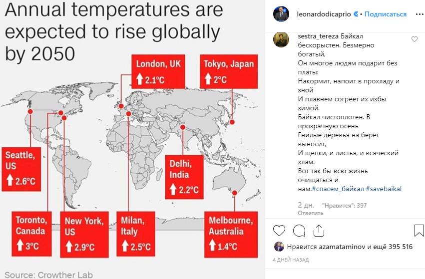Россияне просят Леонардо Ди Каприо спасти Байкал