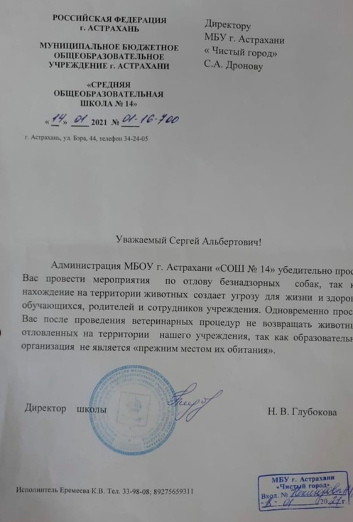 Заявление на отлов собак в администрацию образец