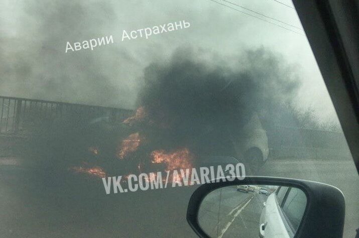 возгорание такси на царевском мосту