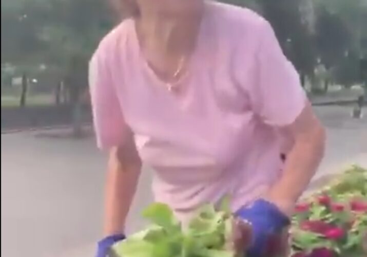 пенсионерка оборвала цветы