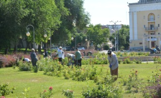 В Астрахани привели в порядок клумбы на площади Ленина